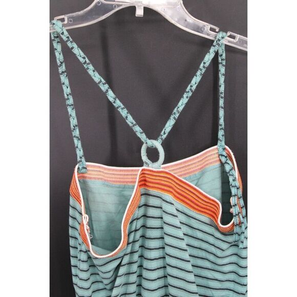 Free People Boho Y2K Teal Striped Tunic Dress Women's Size Medium - Picture 7 of 11